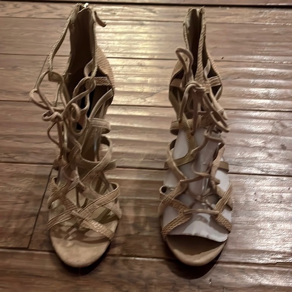 White House Black Market Shoes - White House Black Market Chayne Gladiator Sandals with Heel Zip
